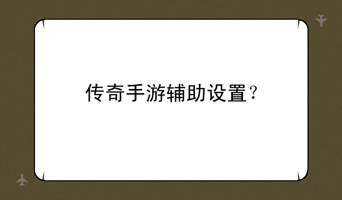 传奇手游辅助设置？