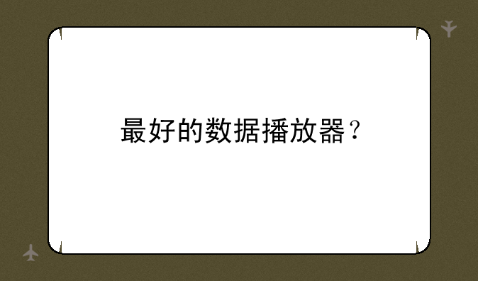 最好的数据播放器？