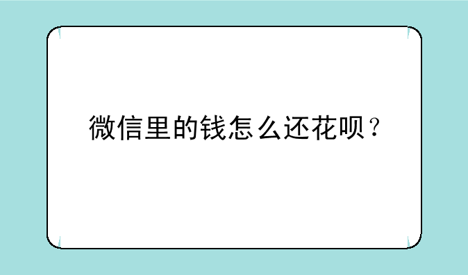 微信里的钱怎么还花呗？