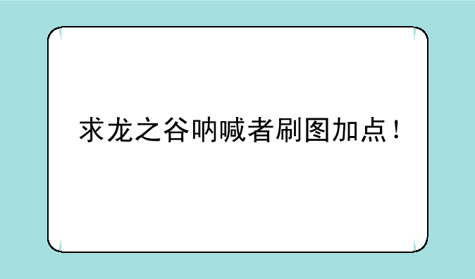 求龙之谷呐喊者刷图加点！
