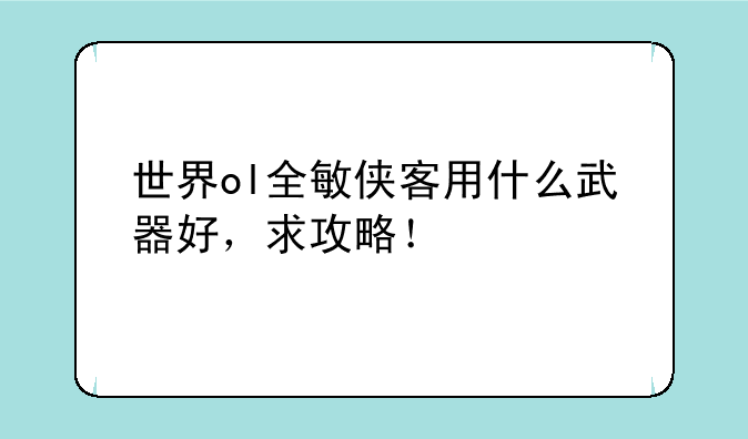 世界ol全敏侠客用什么武器好，求攻略！