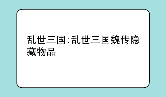 乱世三国:乱世三国魏传隐藏物品
